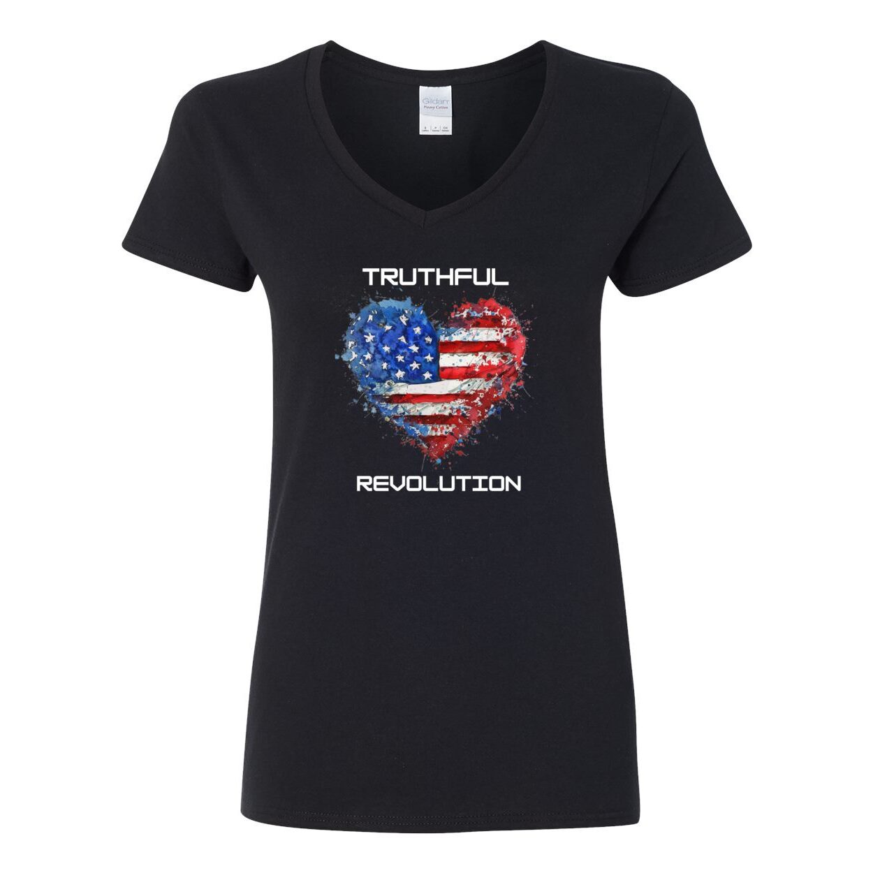 Women's TRUREV Cotton V-Neck T-Shirt-wht letter