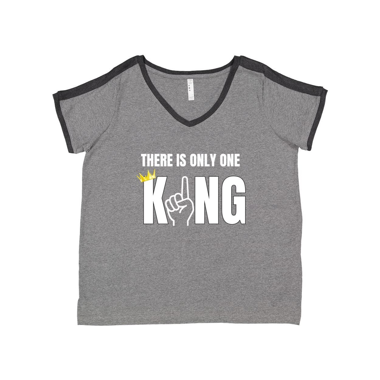 One King Women's Curvy Premium Jersey V-Neck Tee