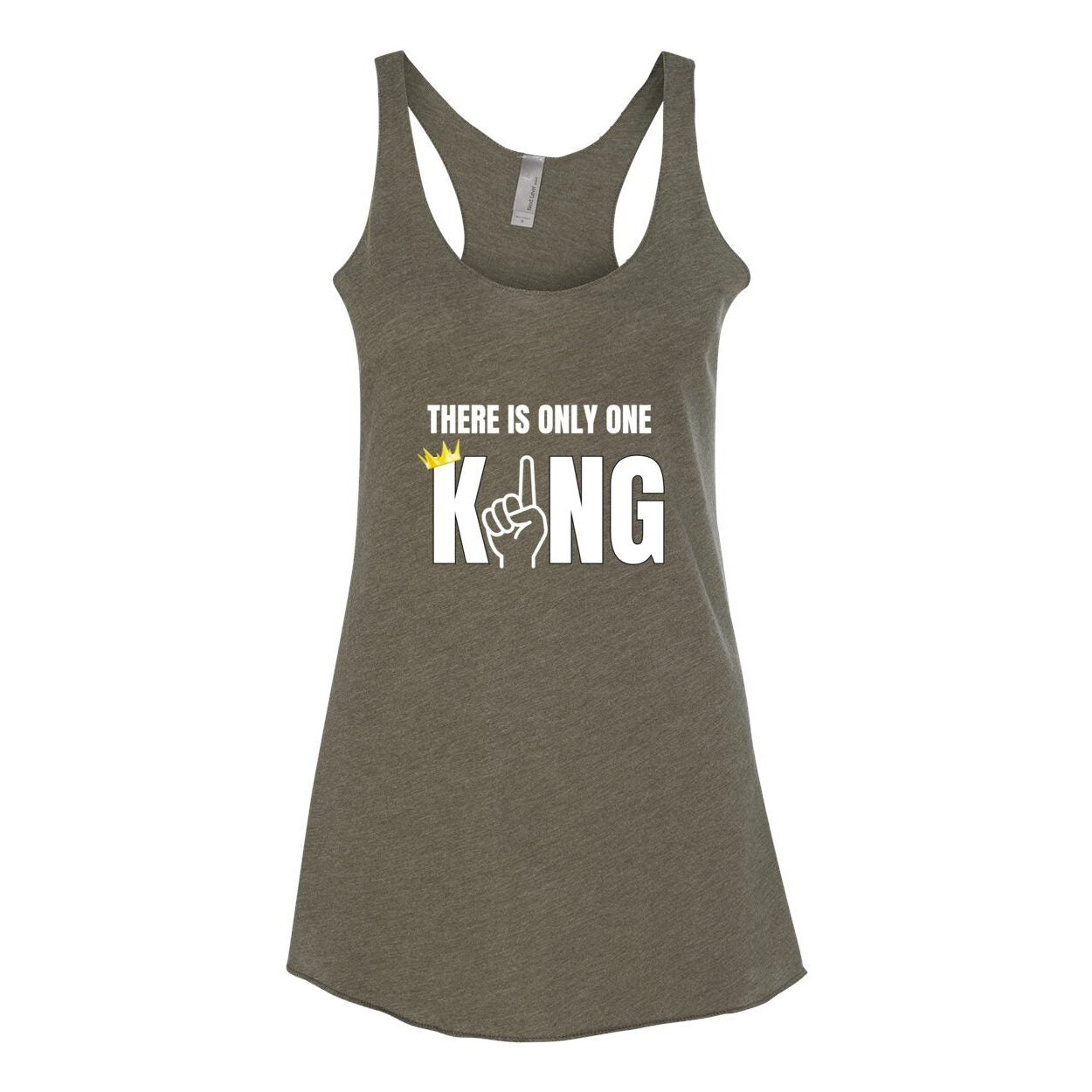 One King Women's Triblend Racerback Tank-White Letter