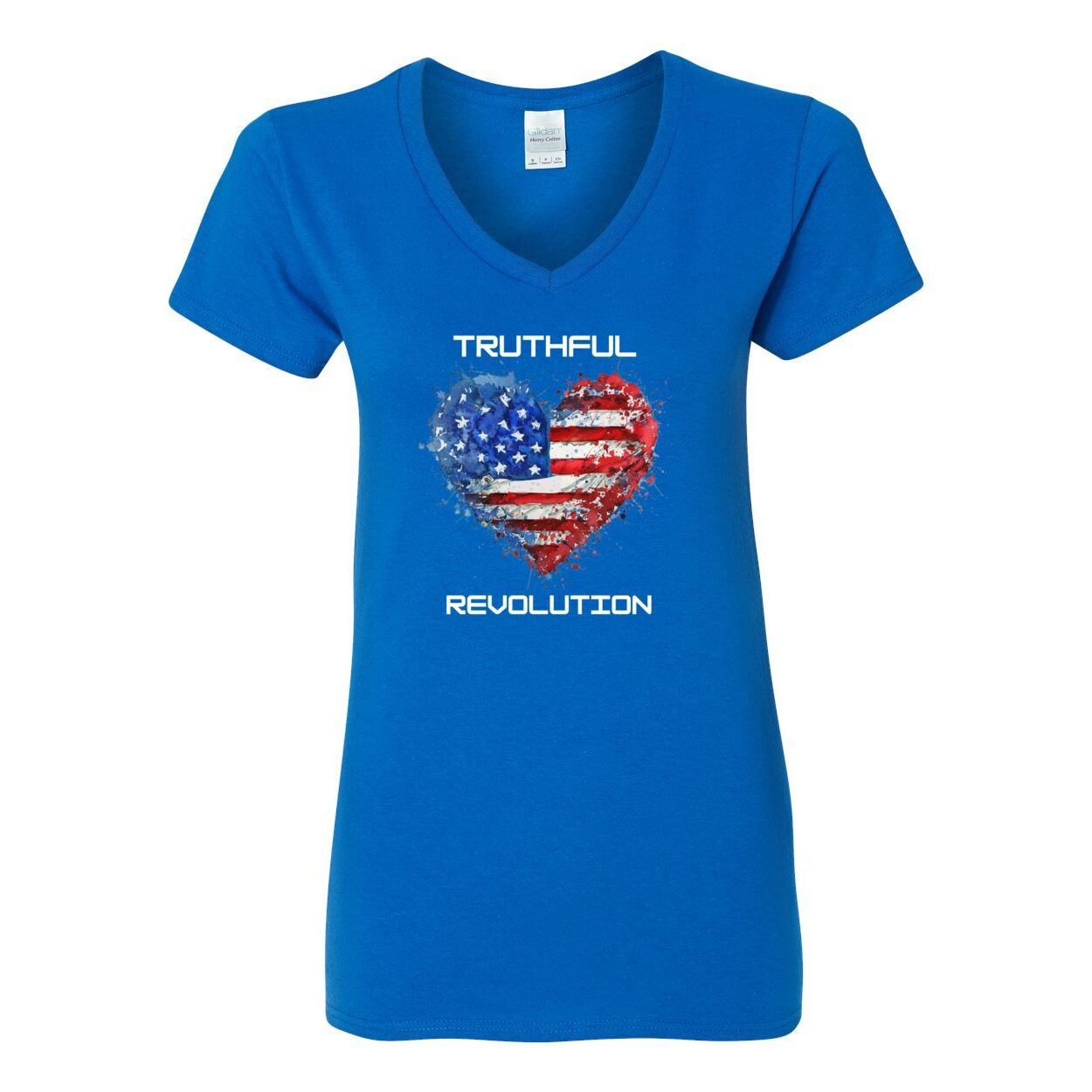Women's TRUREV Cotton V-Neck T-Shirt-wht letter
