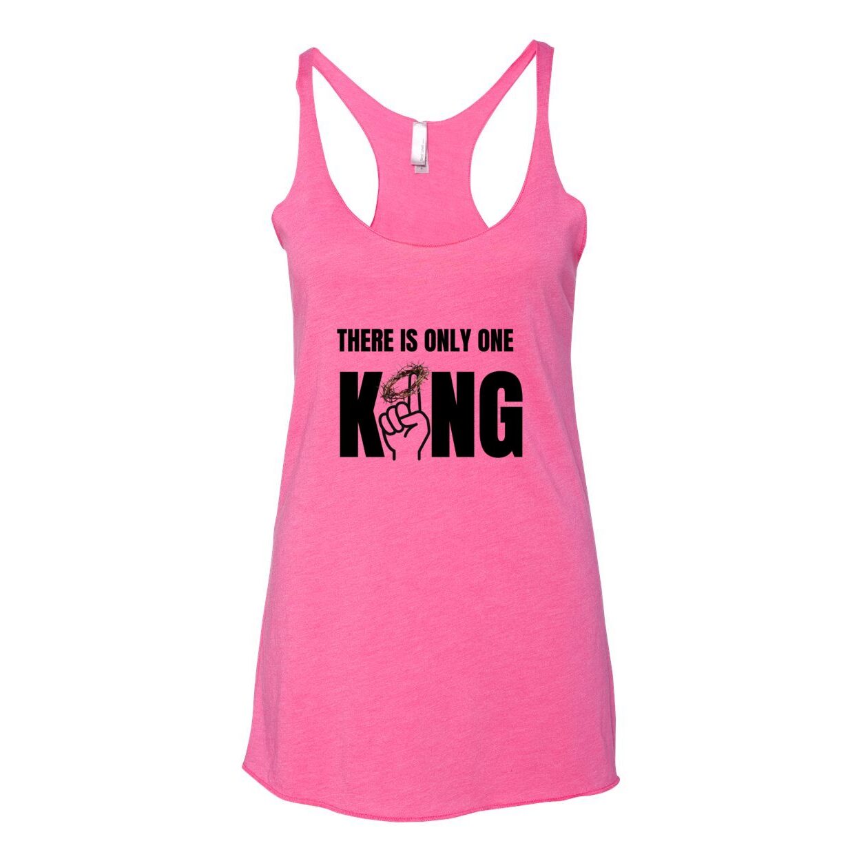 One King Women's Triblend Racerback Tank-Black Letter
