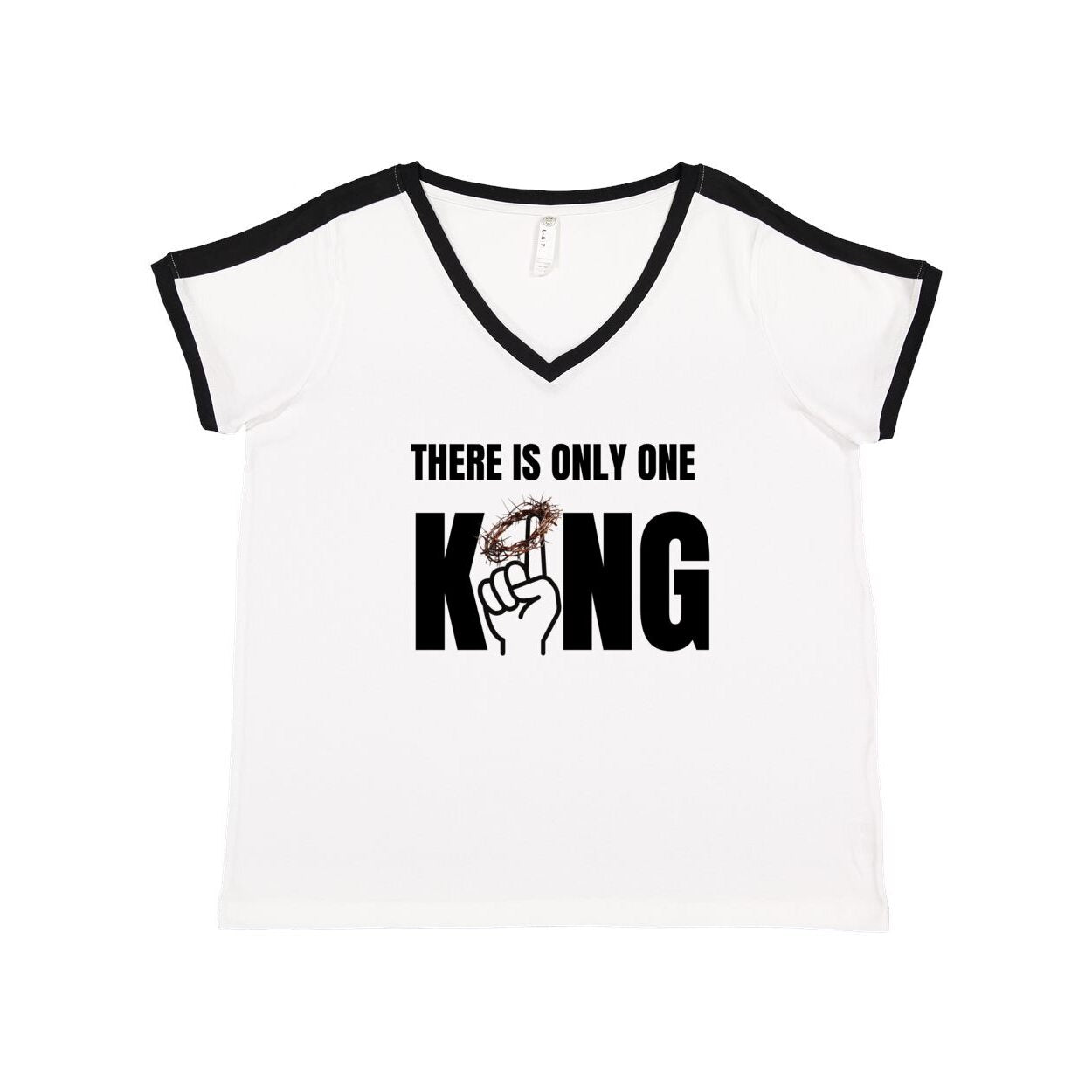 One King Women's Curvy Premium Jersey V-Neck Tee