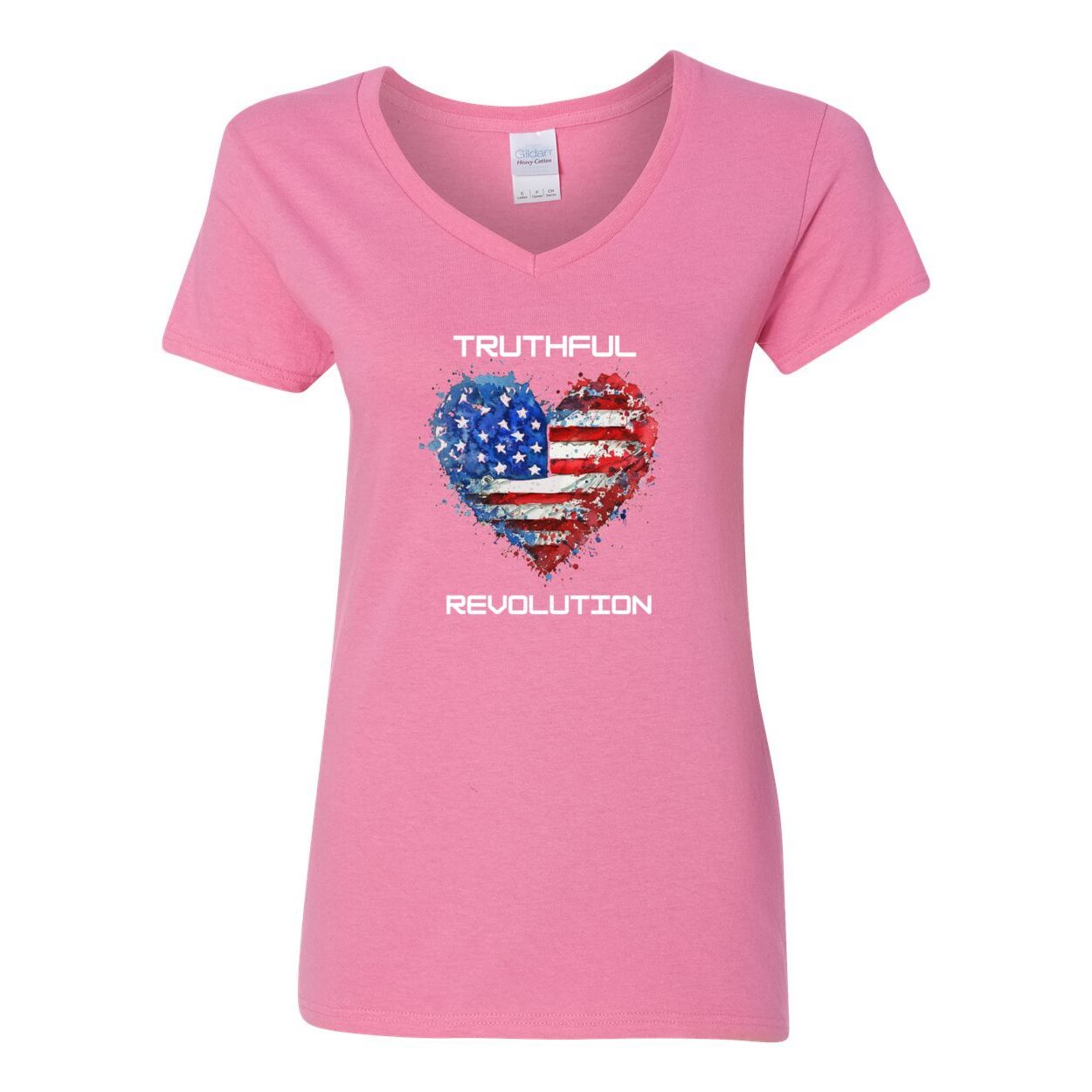 Women's TRUREV Cotton V-Neck T-Shirt-wht letter
