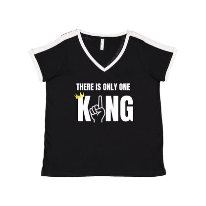 One King Women's Curvy Premium Jersey V-Neck Tee