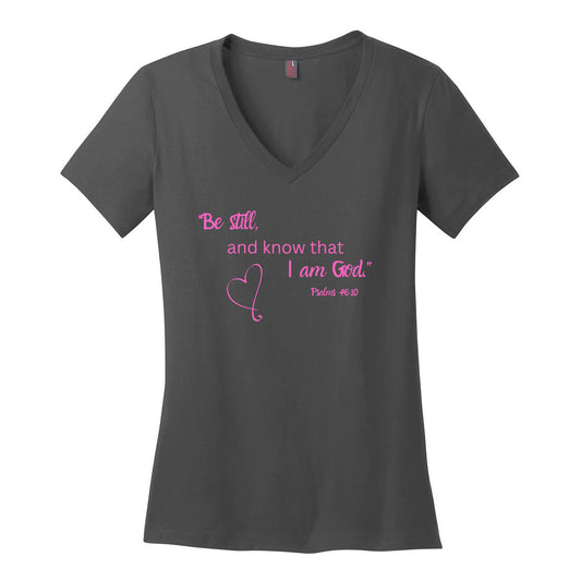 Psalms 46 Women's Cotton V-Neck T-Shirt