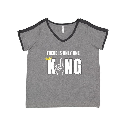 One King Women's Curvy Premium Jersey V-Neck Tee