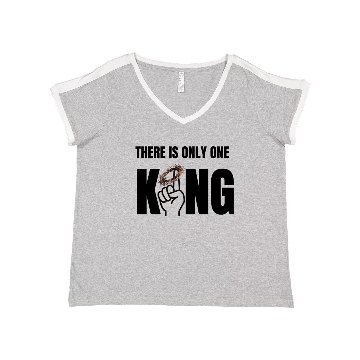 One King Women's Curvy Premium Jersey V-Neck Tee