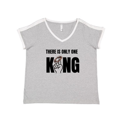 One King Women's Curvy Premium Jersey V-Neck Tee