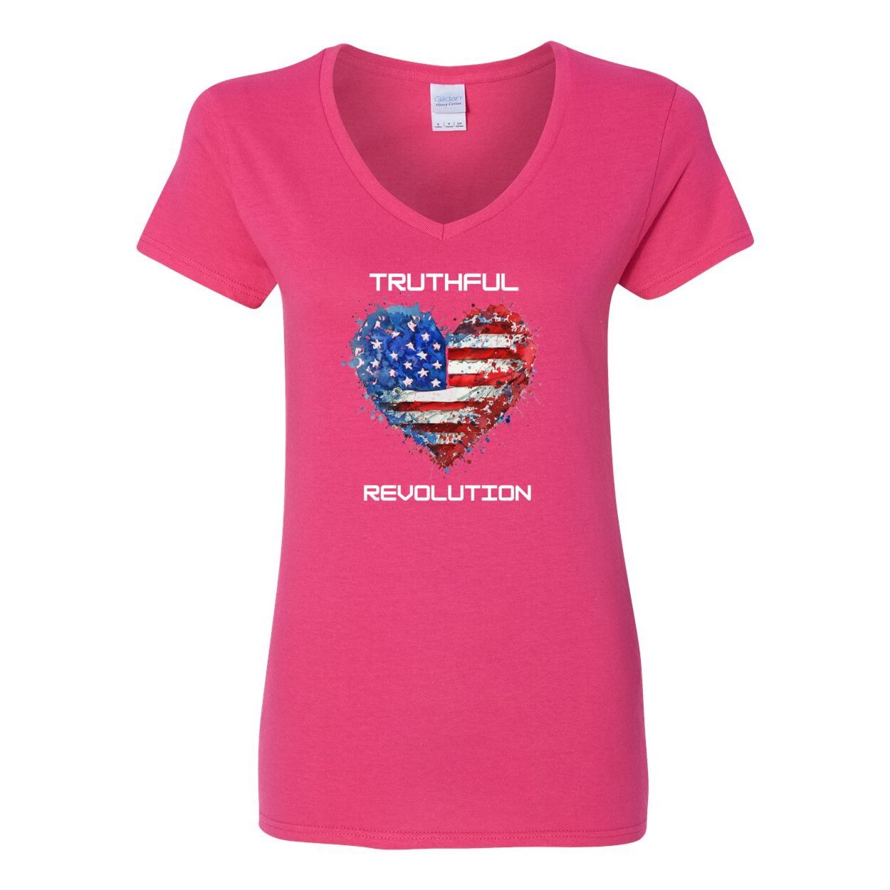 Women's TRUREV Cotton V-Neck T-Shirt-wht letter
