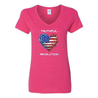 Women's TRUREV Cotton V-Neck T-Shirt-wht letter