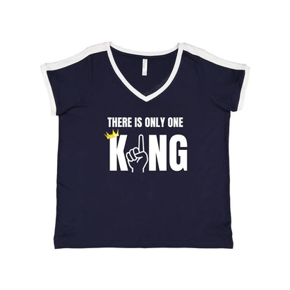 One King Women's Curvy Premium Jersey V-Neck Tee