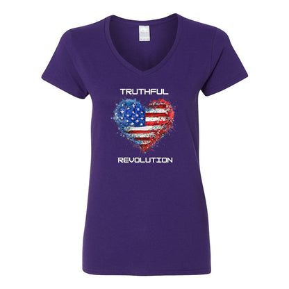 Women's TRUREV Cotton V-Neck T-Shirt-wht letter