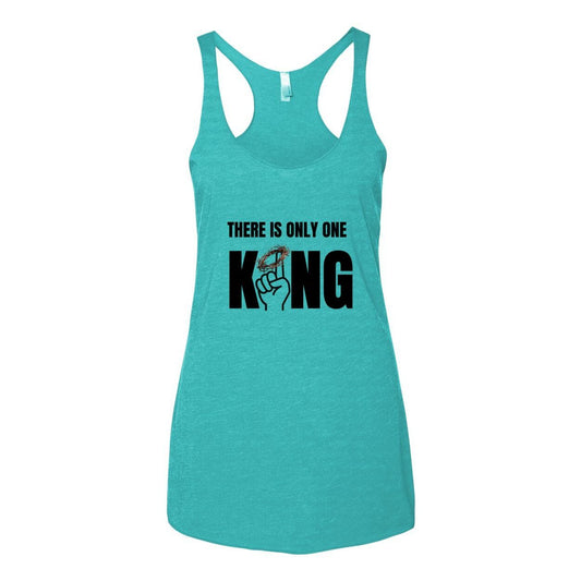 One King Women's Triblend Racerback Tank-Black Letter