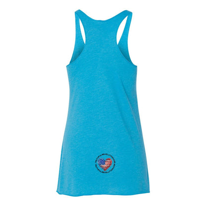 Women's TRUREV Triblend Racerback Tank-Black Letter