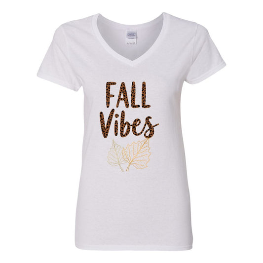 Fall Vibes Women's Cotton V-Neck Shirt