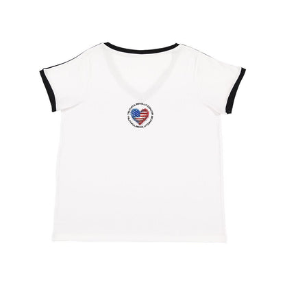 One King Women's Curvy Premium Jersey V-Neck Tee