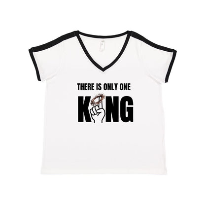 One King Women's Curvy Premium Jersey V-Neck Tee
