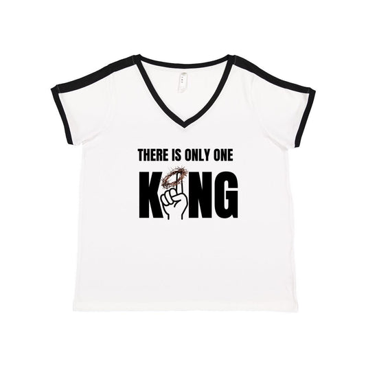 One King Women's Curvy Premium Jersey V-Neck Tee