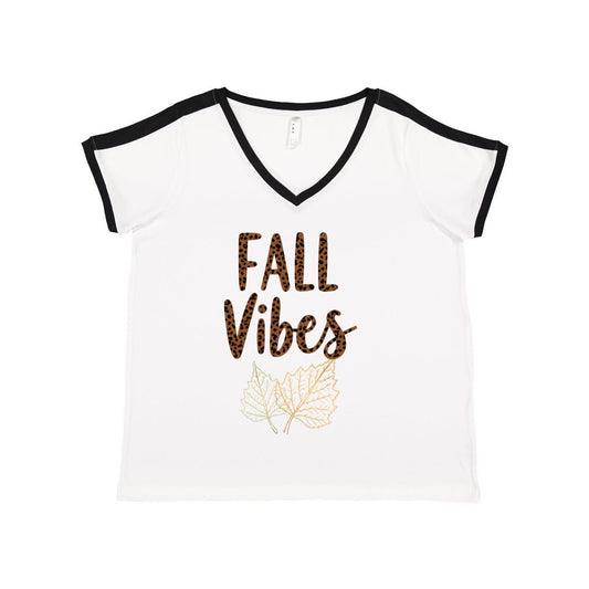 Fall Vibes Women's Curvy V-Neck Shirt